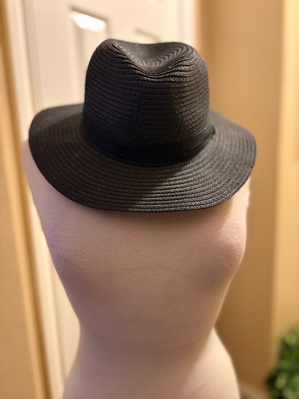 Black Straw Fedora Hat - Women's Classic Sun Hat